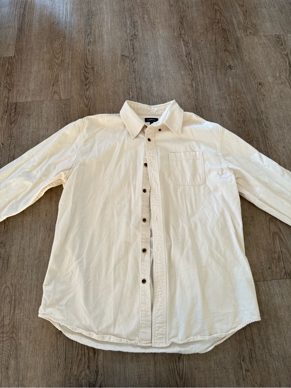 Men's Cream Button-Up Long Sleeve Shirt